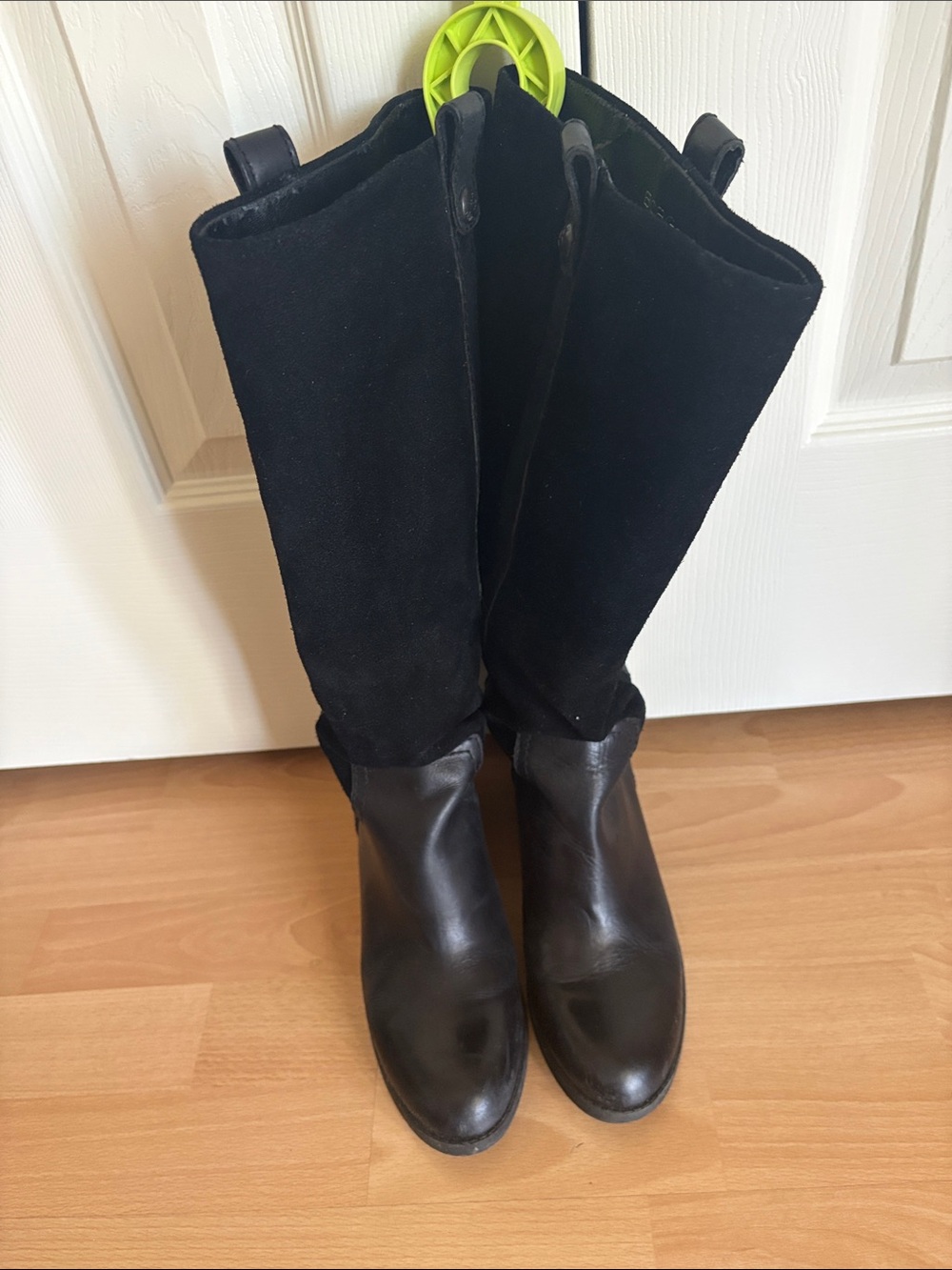 BCBGeneration Black Leather & Suede Over-the-Knee Boots size 8